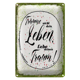Blechschild Spruch träume nicht dein Leben lebe Traum 20x30cm