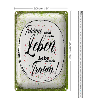 Blechschild Spruch träume nicht dein Leben lebe Traum 20x30cm