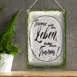 Blechschild Spruch träume nicht dein Leben lebe Traum 20x30cm