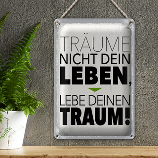 Blechschild Spruch Leben lebe deinen Traum 20x30cm