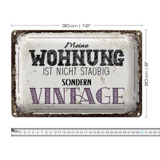 Blechschild Spruch Wohnung nicht staubig Vintage 30x20cm