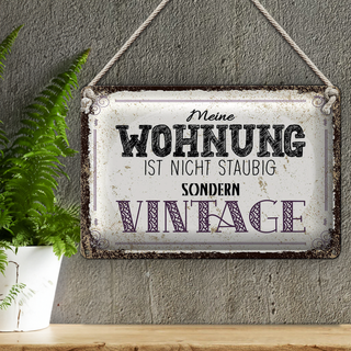 Blechschild Spruch Wohnung nicht staubig Vintage 30x20cm