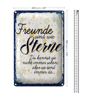 Blechschild Spruch Freunde wie Sterne sind immer da 20x30cm