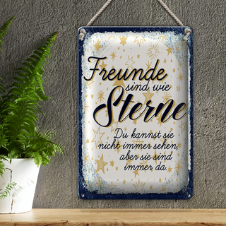 Blechschild Spruch Freunde wie Sterne sind immer da 20x30cm