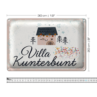Blechschild Spruch Haus Villa Kuntebunt bunt 30x20cm
