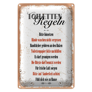 Blechschild Spruch Toilletten Regeln darf gesungen 20x30cm