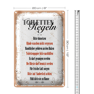 Blechschild Spruch Toilletten Regeln darf gesungen 20x30cm