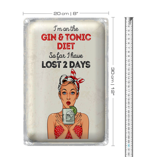 Blechschild Spruch I`m on the Gin & Tonic Diet rot 20x30cm