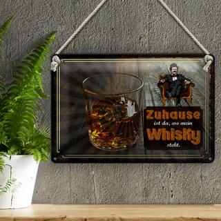 Blechschild Spruch Zuhause ist da wo mein Whisky 30x20cm