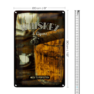 Blechschild Spruch Whiskey & Cigars aced to perfection 20x30cm