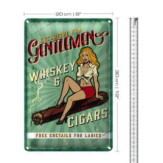 Blechschild Spruch Pinup Exlusive Gentleman Whiskey 20x30cm