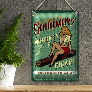 Blechschild Spruch Pinup Exlusive Gentleman Whiskey 20x30cm