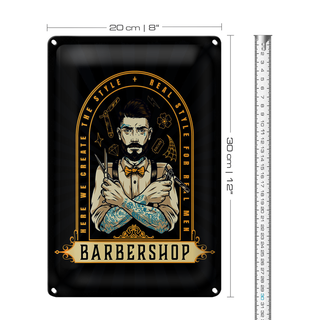 Blechschild Spruch Barbershop Here we greate Style 20x30cm
