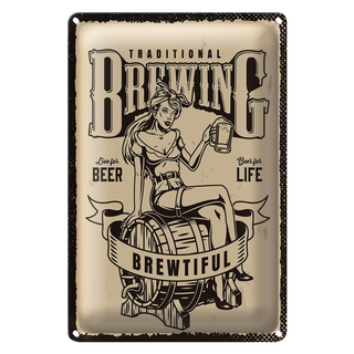 Blechschild Spruch Traditional Brewing live for Beer 20x30cm