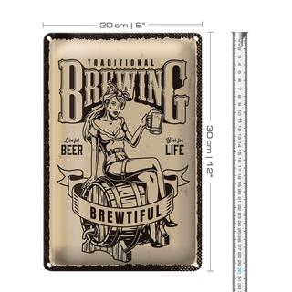 Blechschild Spruch Traditional Brewing live for Beer 20x30cm