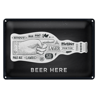 Blechschild Spruch Beer here Flasche Bier 30x20cm