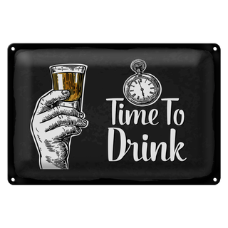 Blechschild Spruch Time to Drink 30x20cm