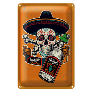 Blechschild Spruch Totenkopf Tequila 20x30cm