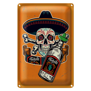 Blechschild Spruch Totenkopf Tequila 20x30cm