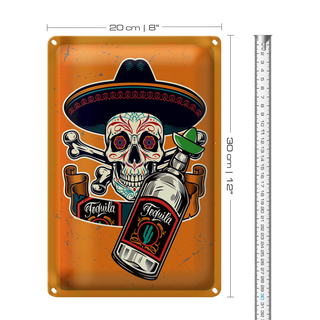 Blechschild Spruch Totenkopf Tequila 20x30cm