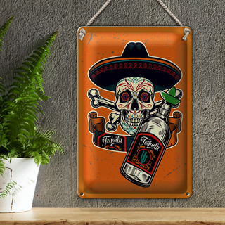 Blechschild Spruch Totenkopf Tequila 20x30cm