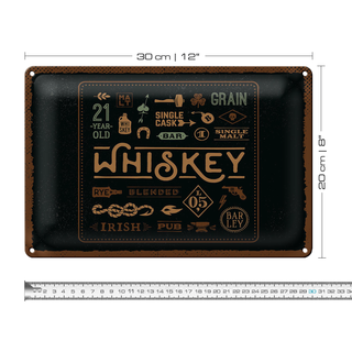 Blechschild Spruch Whiskey blended irish pub 30x20cm