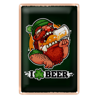 Blechschild Spruch i love Beer Bier 20x30cm