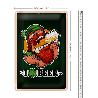 Blechschild Spruch i love Beer Bier 20x30cm