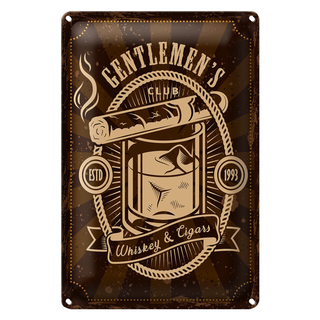 Blechschild Spruch Gentlemen`s Club Whiskey & Cigars 20x30cm