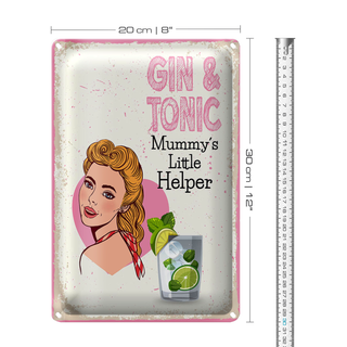 Blechschild Spruch Gin & Tonic Mummy`s little Helper 20x30cm