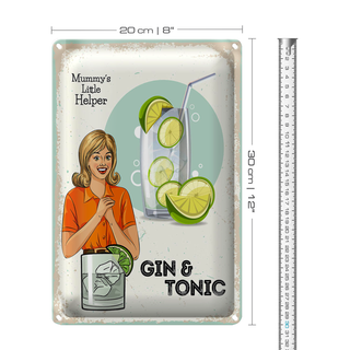 Blechschild Spruch Mummy´s little Helper Gin & Tonic 20x30cm