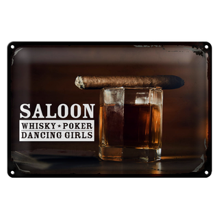 Blechschild Spruch Saloon Whisky Poker Dancing Girls 30x20cm