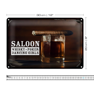 Blechschild Spruch Saloon Whisky Poker Dancing Girls 30x20cm