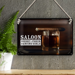 Blechschild Spruch Saloon Whisky Poker Dancing Girls 30x20cm