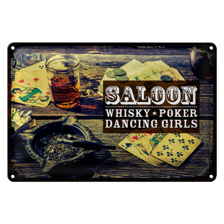 Blechschild Spruch Saloon Whisky Poker Dancing girls 30x20cm