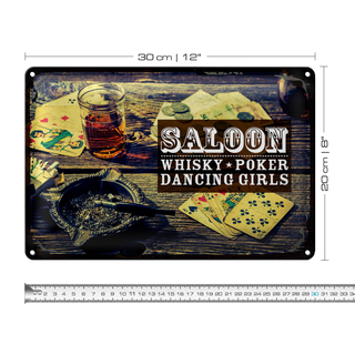 Blechschild Spruch Saloon Whisky Poker Dancing girls 30x20cm