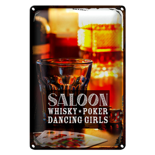 Blechschild Spruch Saloon Whisky Poker Zigarre Girls 20x30cm