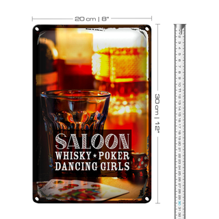 Blechschild Spruch Saloon Whisky Poker Zigarre Girls 20x30cm