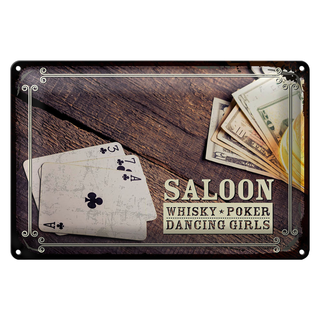 Blechschild Spruch Saloon Whisky Poker Dancing 30x20cm