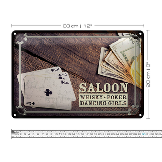 Blechschild Spruch Saloon Whisky Poker Dancing 30x20cm