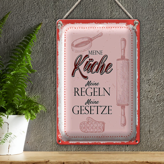 Blechschild Spruch Meine Küche meine Regeln 20x30cm