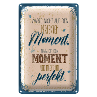 Blechschild Spruch Warte nicht auf perfekten Moment 20x30cm