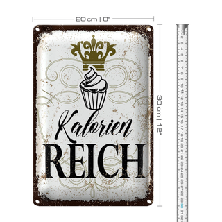 Blechschild Spruch Cupcake Kalorien reich 20x30cm