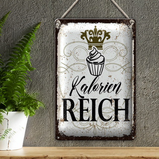 Blechschild Spruch Cupcake Kalorien reich 20x30cm