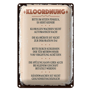 Blechschild Spruch Kloordnung bitte im sitzen pinkeln 20x30cm