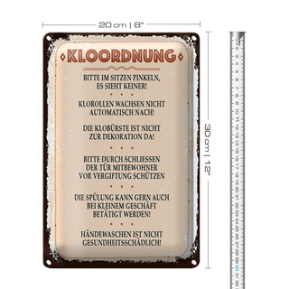 Blechschild Spruch Kloordnung bitte im sitzen pinkeln 20x30cm