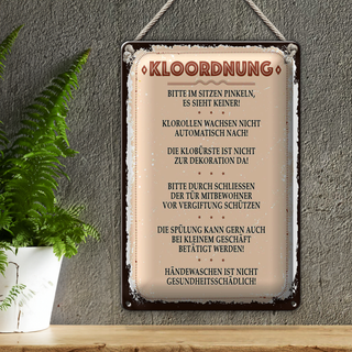 Blechschild Spruch Kloordnung bitte im sitzen pinkeln 20x30cm