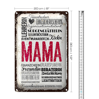 Blechschild Spruch Mama Lehrerin Freundin Köchin 20x30cm