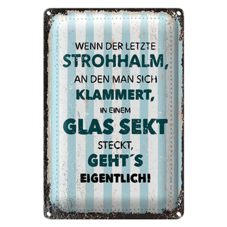 Blechschild Spruch Wenn der letzte Strohhalman 20x30cm
