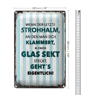 Blechschild Spruch Wenn der letzte Strohhalman 20x30cm